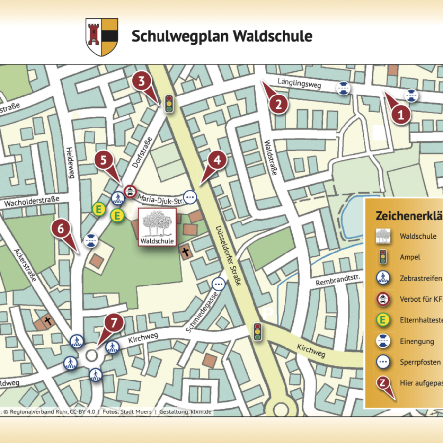 Karte vom Schulwegplan Waldschule